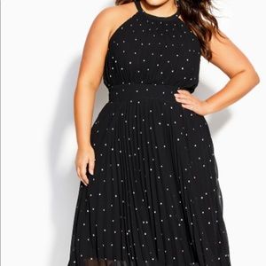 City chic pleated spot dress size 16 NWT